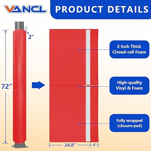 Vista 92 de Almohadilla de seguridad resistente para postes redondos de 3 a 5 pulgadas, impermeable y duradera, garaje, sótano, almohadilla de seguridad