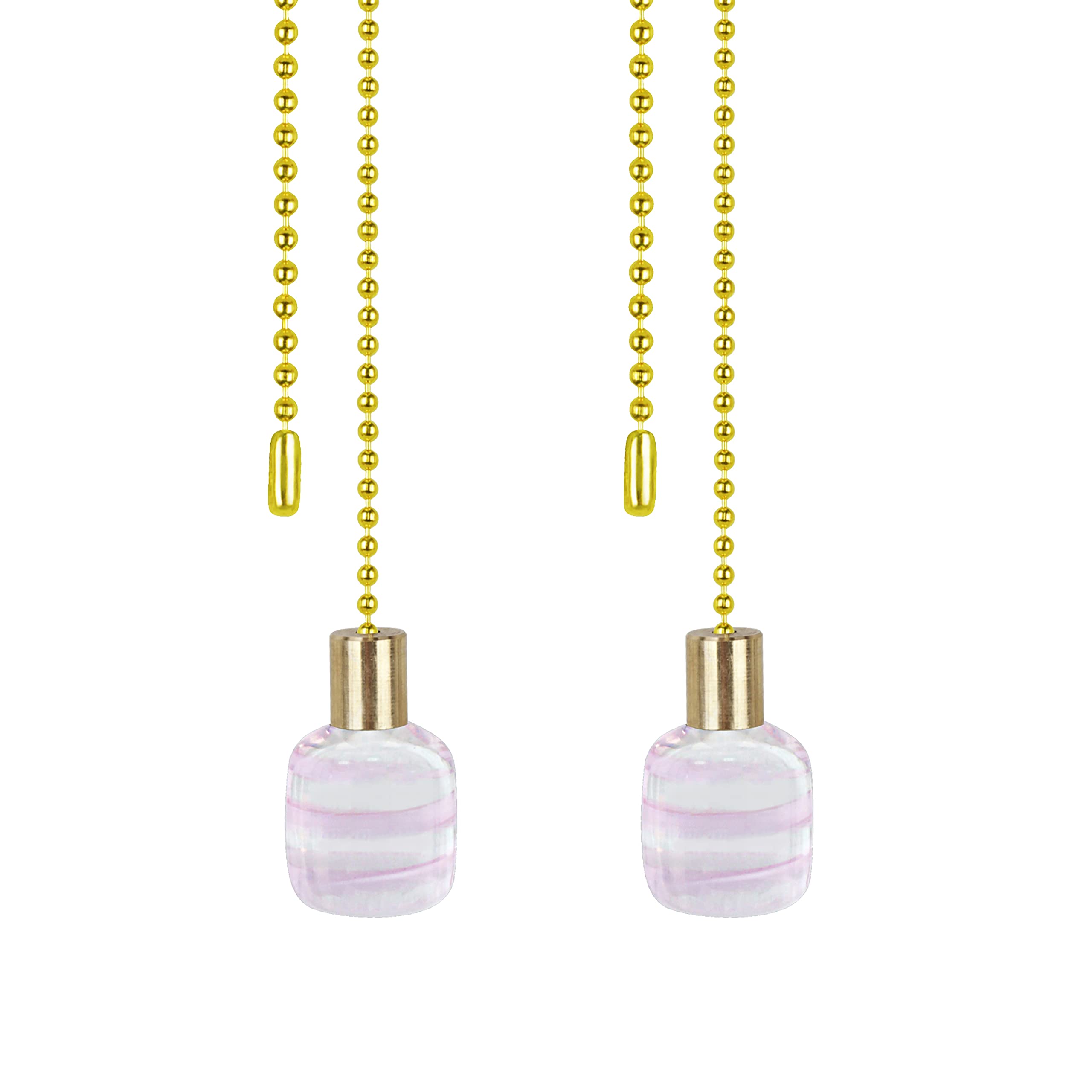 Aspen Creative 20509-22, 12" Clear with White Grain Line Glass Knob with Pull Chain in Copper (2 Pack)