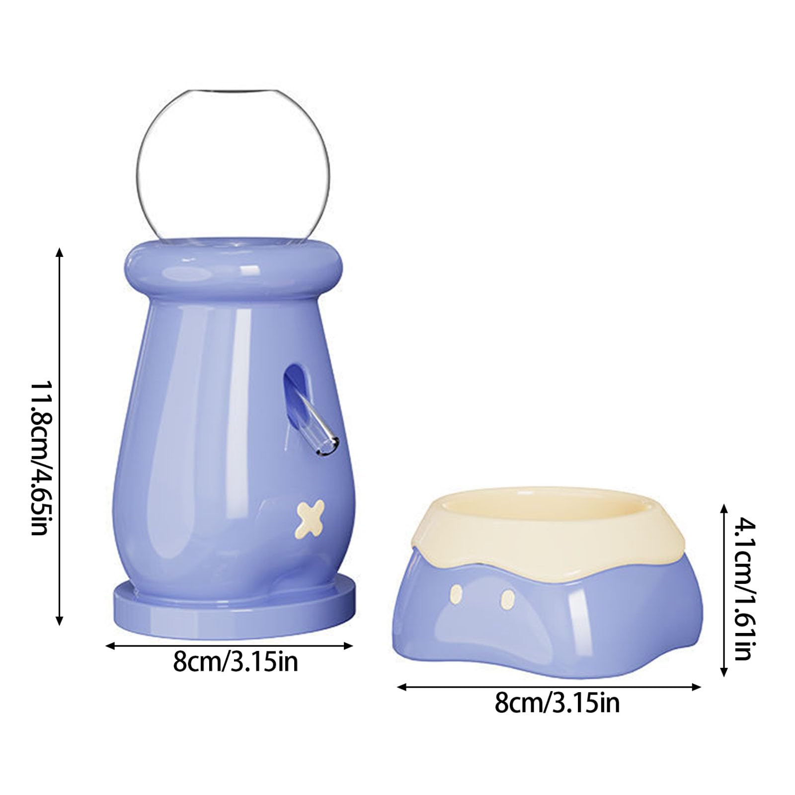 Mangiatoia ergonomica per piccoli animali in ceramica e ciotola per acqua, sistema di alimentazione per criceti, gabbia per criceti, ciotola decorativa per cibo e set di dispenser d'acqua