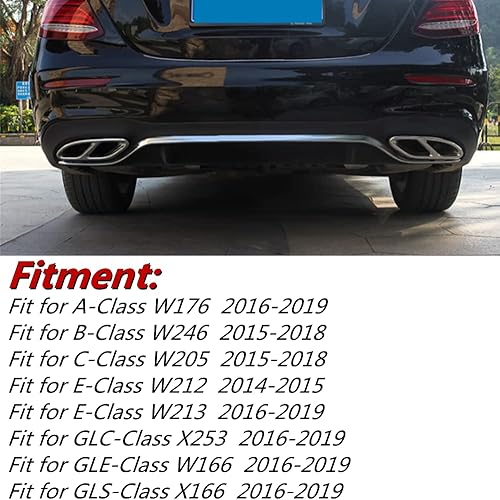 Miniatura 4 de Cubierta para silenciadores de tubo de escape exterior de automóvil, 1 par de cubiertas de tubo de escape plateadas para W246 W246 W205 W212 W213