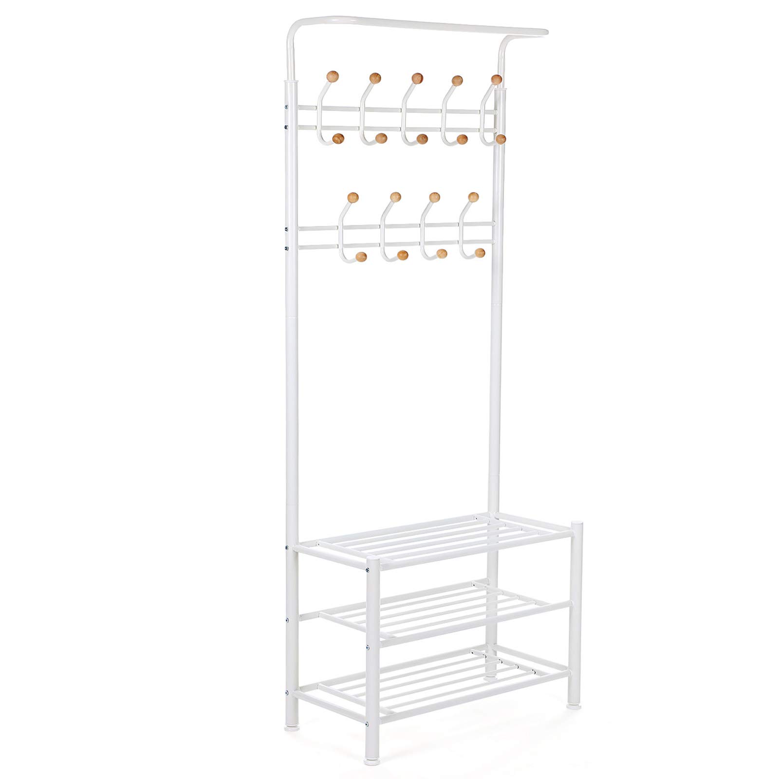 Songmics Perchero metálico con 3 estantes Colgador para la Ropa Bolsos Bufandas