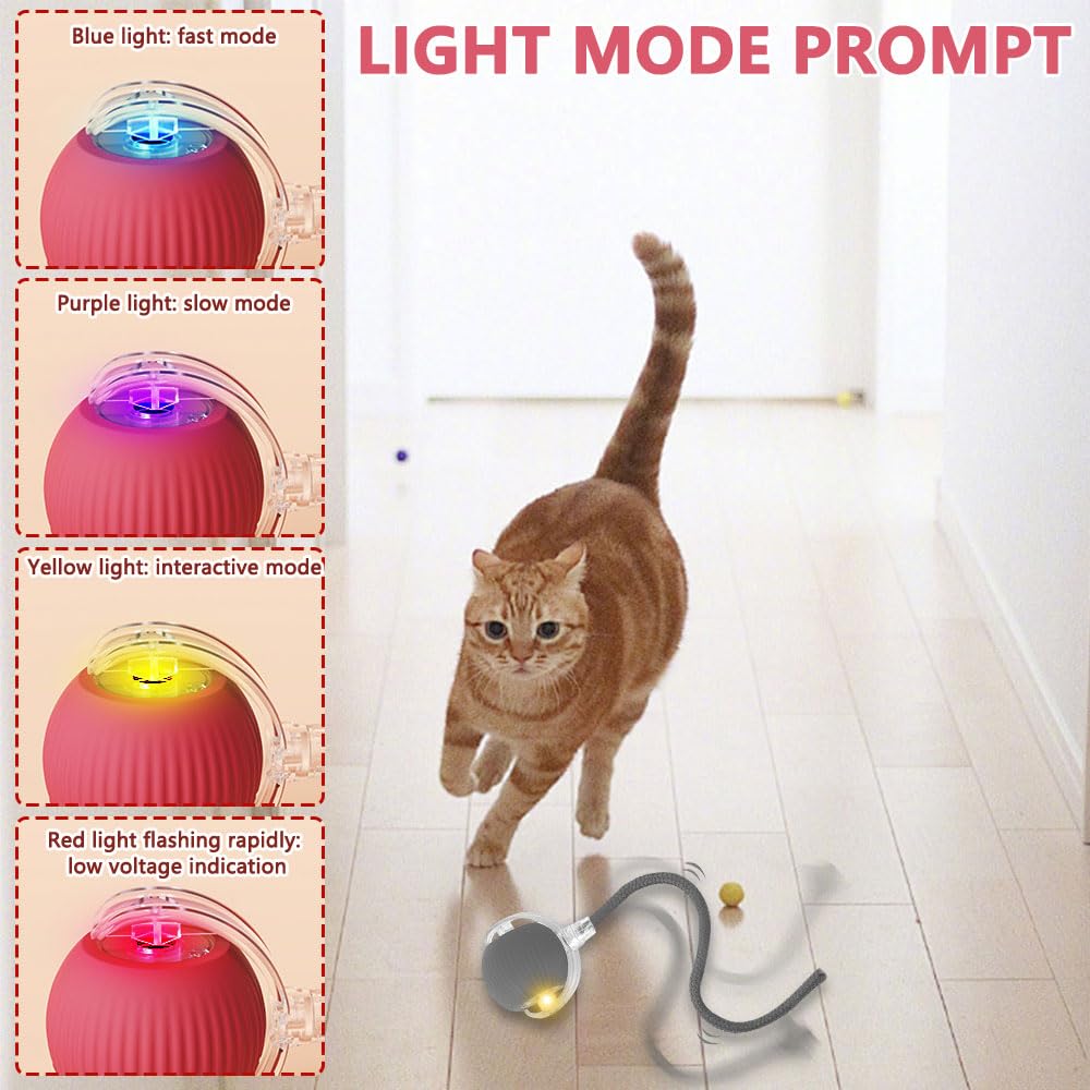 Vmxlso 2 PCS Interactive Cat Ball Toy, Cat Toy Ball with Tail, Rechargeable Chewie Viral Rolling ball - Image 3