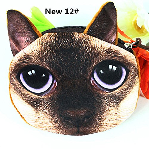 Fashionwu Kids Cute Cat Dog Face Zipper Case Coin Womens Purse Wallet Makeup Bag Pouch 12#