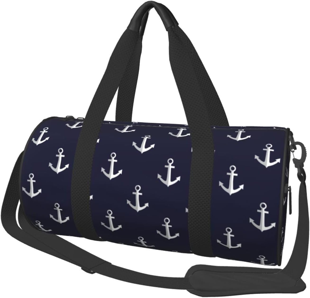 Nautical Anchors Navy Sports Gym Bag Travel Duffel Bag Shoes Compartment For Men Women Foldable Lightweight Yoga Gym Sports Bag