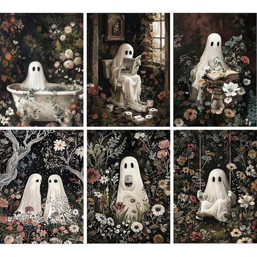 6 Pack Paint by Numbers Kit for Adults Beginners - 12x16 Inch Halloween Ghost Adult Paint by Number Kits on Canvas Ghost DIY Acrylic Oil Number Painting Kits for Adults Perfect for Gift Home Decor