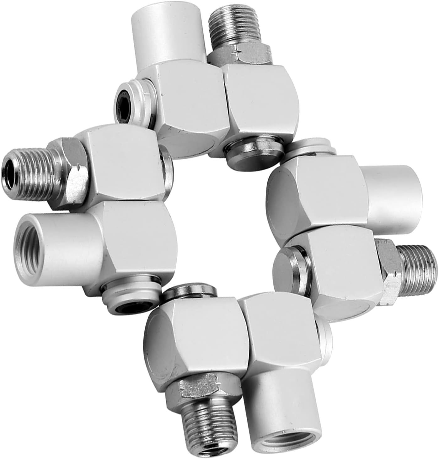 Swivel Air Hose Adapters, 4pcs/Set Aluminum 1/4" Universal 360 Swivel Air Hose Connector Adapter Portable Air Hose Fittings Home Accessory