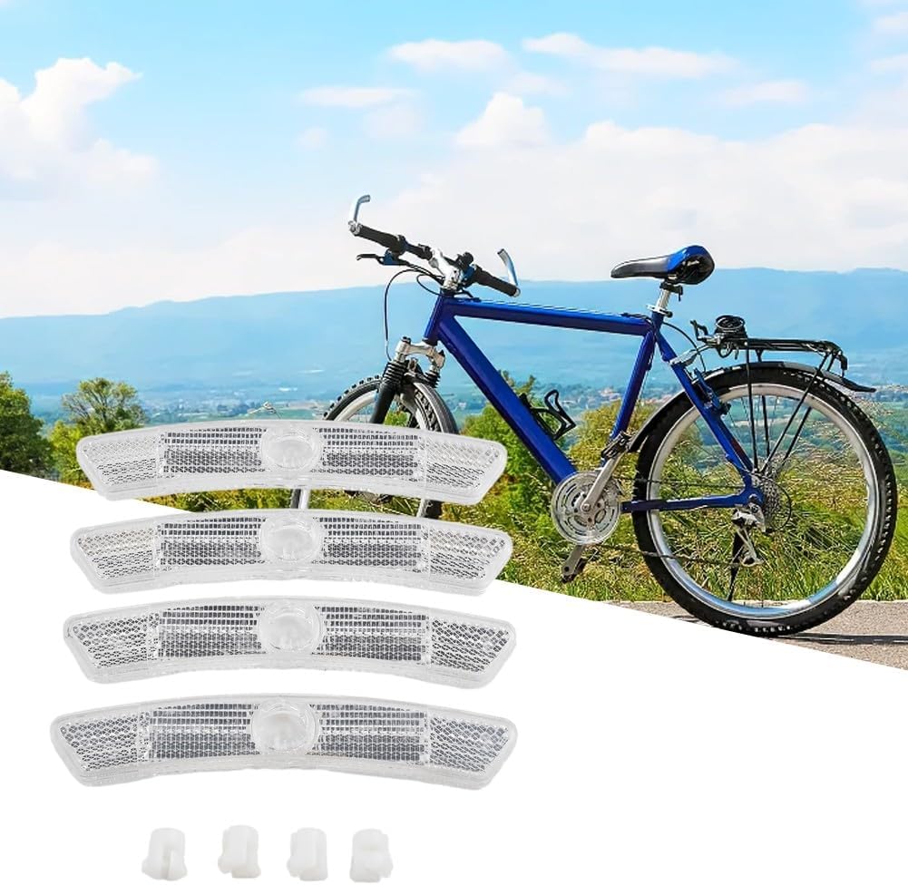 Mountain Bike Spoke Reflector Set 4 Pieces Steel Rim Design for Increased Safety and Visibility of Rider White