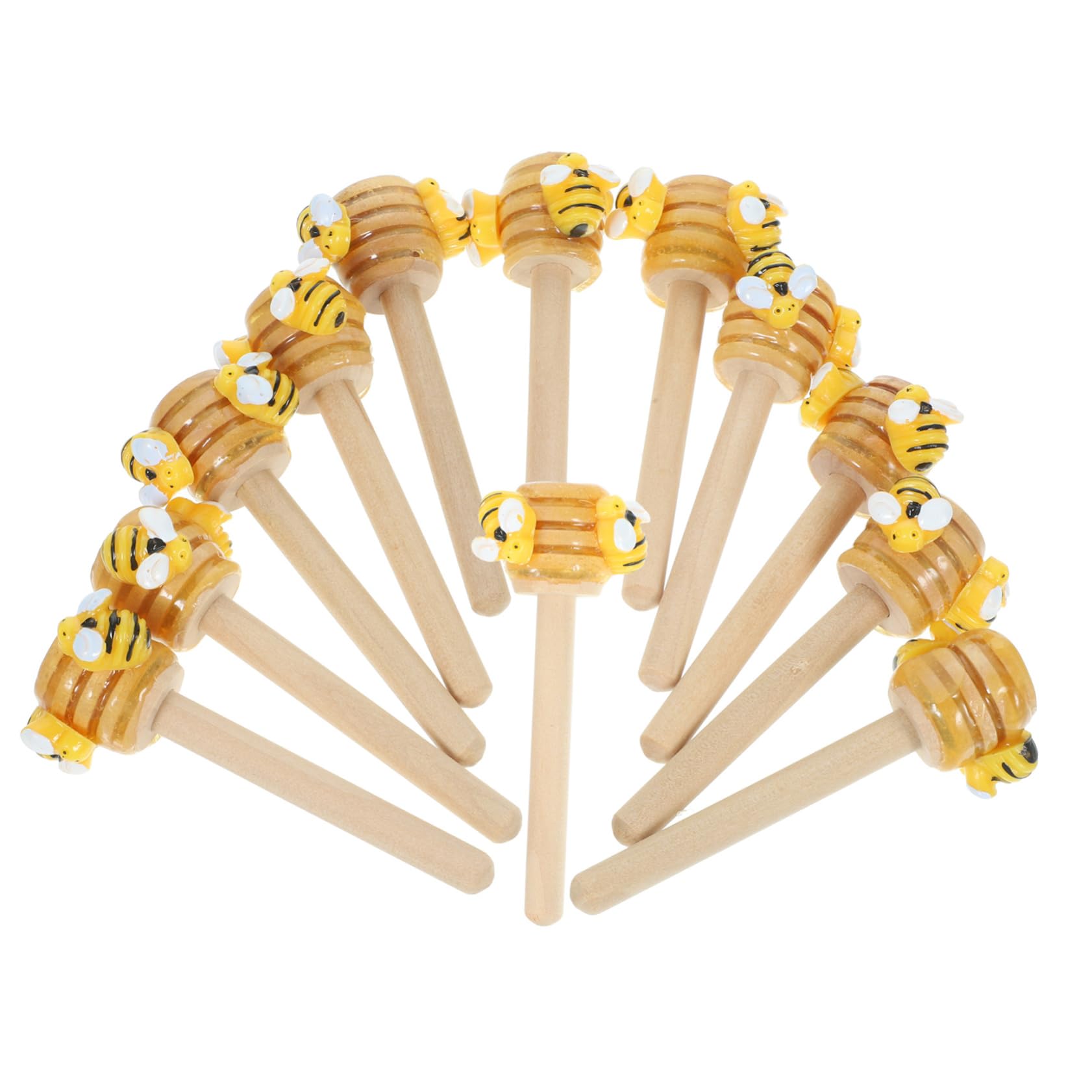 GREENADSCAPE 12pcs Bee Themed Honey Dipper Decor for Tabletop Tiered Trays Cute Honey Comb Decorations for Festivals Parties and Home Decor Non Fading