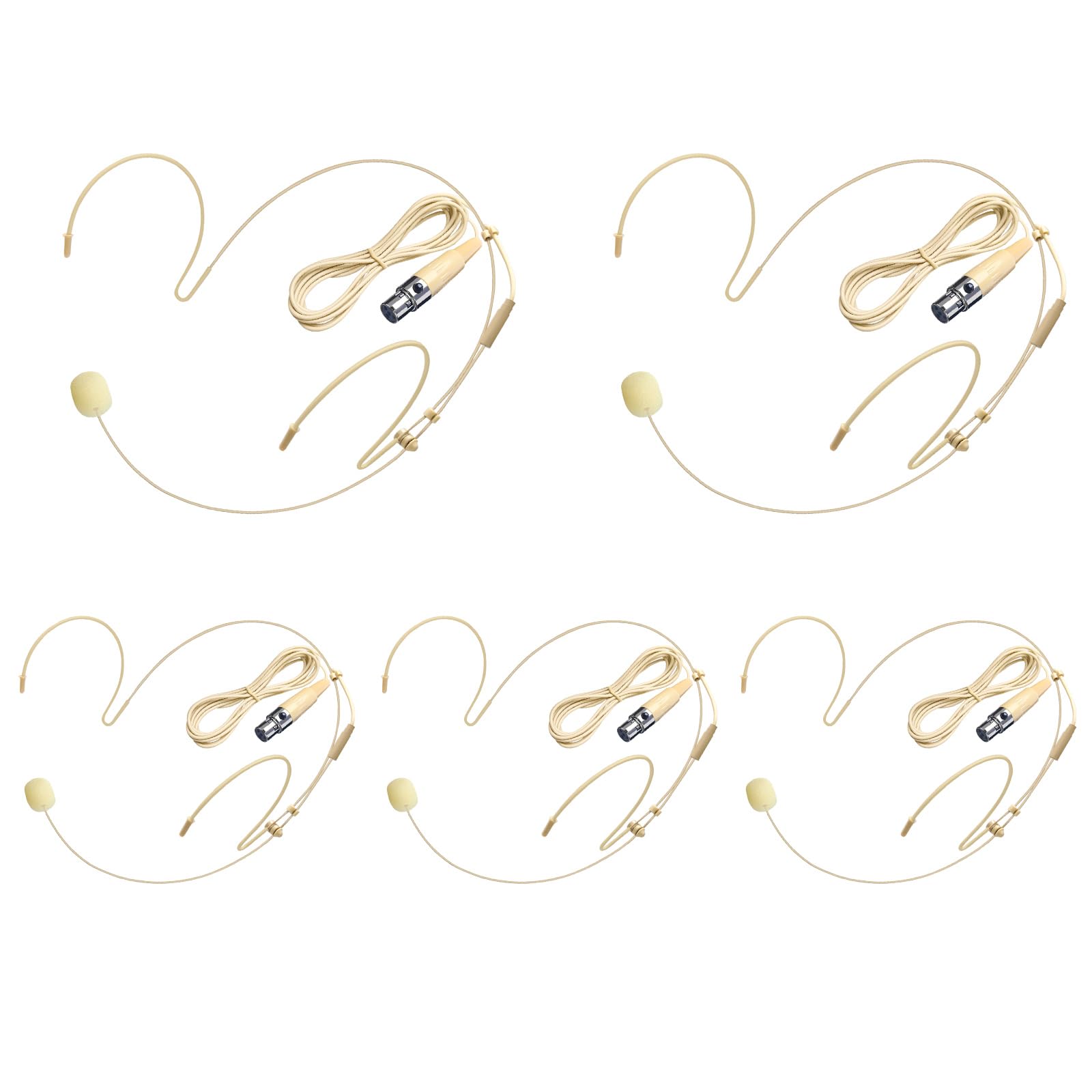 5 Pack Headset/Headworn Microphone Double Over Ear Earset Micophone for Singing Hands-Free Head Hanging Condenser Omnidirectional Mic for Shure,4 Pin