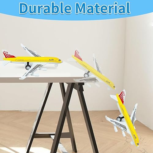 Miniatura 15 de Paquete de 4 juguetes de avión fundidos a presión para niños de 3, 4, 5, 6 años, juguetes de avión de tracción hacia atrás, juguetes de aviones