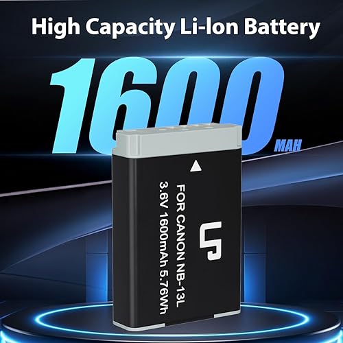 Miniatura 2 de LP Batería NB-13L, batería de repuesto de 1600 mAh compatible con Canon PowerShot SX620 HS, SX720 HS, SX730 HS, SX740 HS Digital, G1 X Mark III, G5
