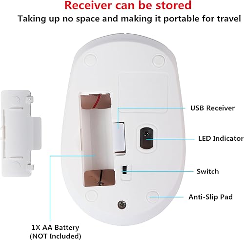 Miniatura 3 de Lindo mouse inalámbrico, 2.4G silencioso portátil inalámbrico con receptor USB, mouse inalámbrico Kawaii para laptop, Chromebook, PC, portátil,