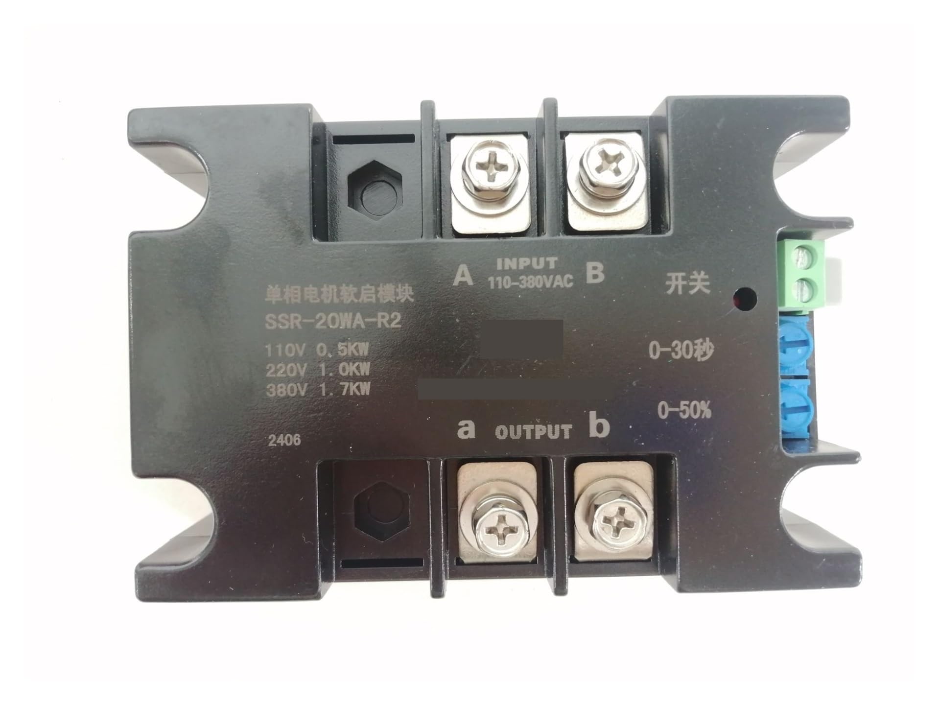 Arrancador suave de motor monofásico SSR-200WA-R2(4KW) 4KW 220V con función de parada suave for bomba de agua, transportador de banda, soplador(SSR-200WA-R2(8KW))
