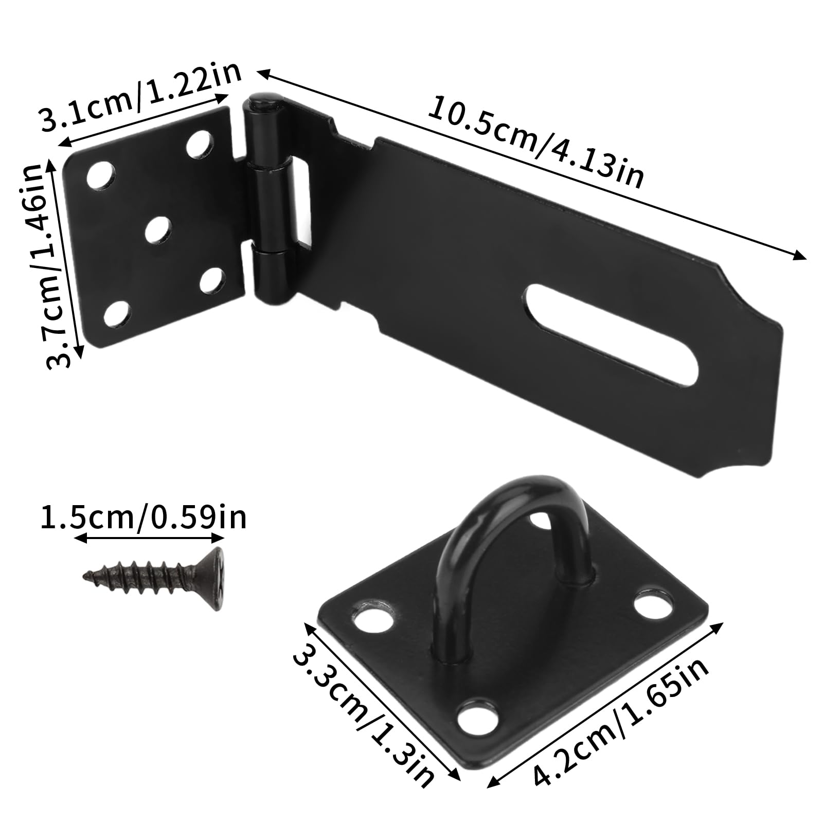 180 Degree Hasp Lock Latch with Lock, 4 Inch Latch Lock with Screws and Padlock, Stainless Steel Pad Lock Latches Locking Latch Security Door Clasp Hasp for Shed/Gate/Storage Lock?Black?