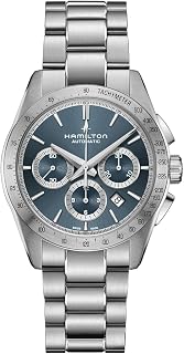 Jazzmaster Performer Automatic Men's Watch, 42mm Stainless Steel Case, Swiss Made, Blue Dial Analog Wrist Watch, 100m Waterproof, Sapphire Crystal, Tachymeter, Stainless Steel Strap