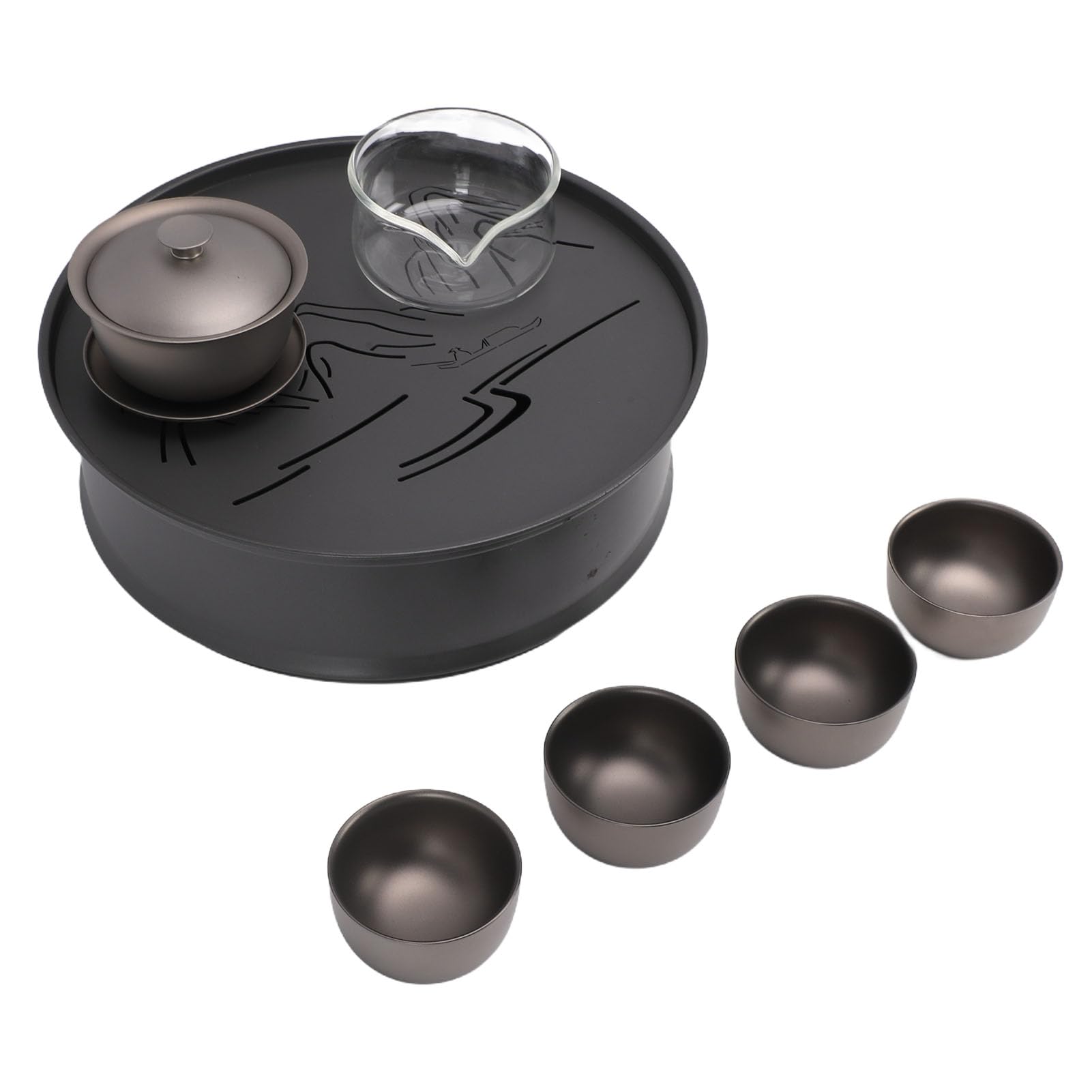 Przenośny Zestaw do Herbaty Czysty Ti i Szkło Zestaw do Herbaty Kempingowej 3 L Taca na herbatę 200 Ml Gaiwan 180 Ml Fairness Cup 4 Filiżanki na Piknik świeżym Powietrzu Parzenie Kung Fu