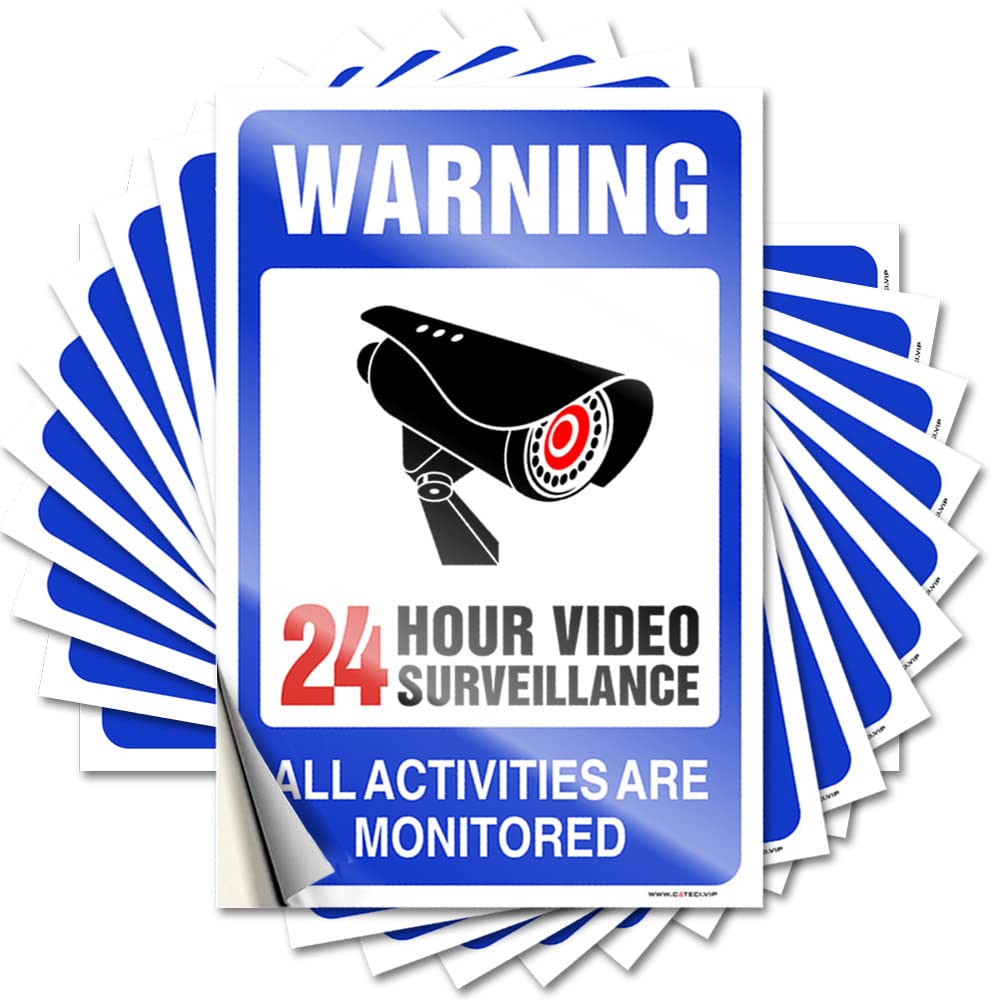 Funny Car Stickers Video Surveillance Signs, No Trespassing Violators Will Be Prosecuted Funny Sticker 10 Pcs Sign Decor Prank Stickers(8X12CM)