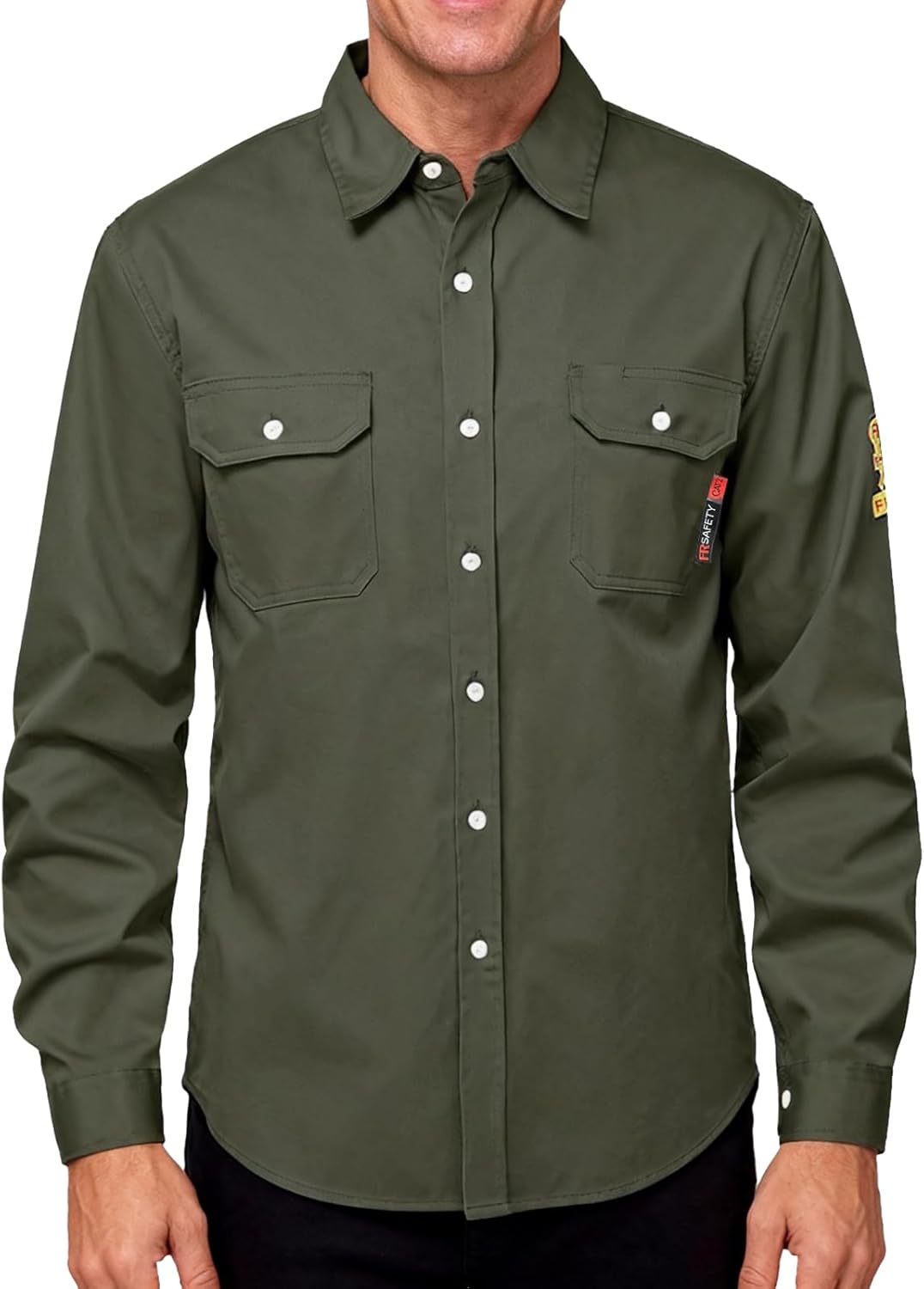 FR Shirts for Men 7oz Long Sleeve Fire Resistant Shirts 100% Cotton Hi Vis Welding Shirt CAT2