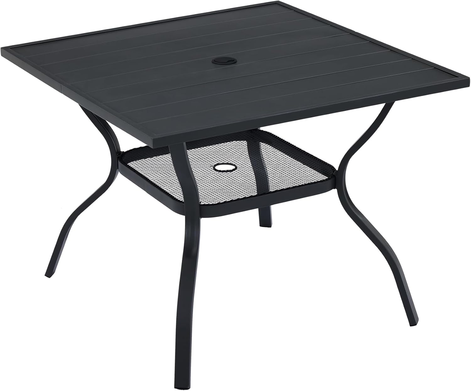 VICLLAX Outdoor Dining Table, Square Patio Furniture Table with Umbrella Hole
