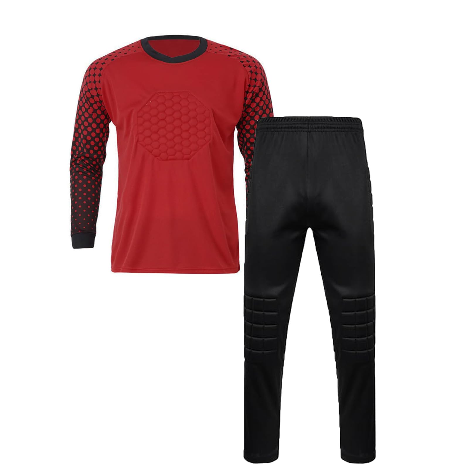 ZUYPSK Conjunto de camiseta de portero de fútbol para niños camiseta deportiva y pantalones deportivos acolchados manga larga equipo de protección traje