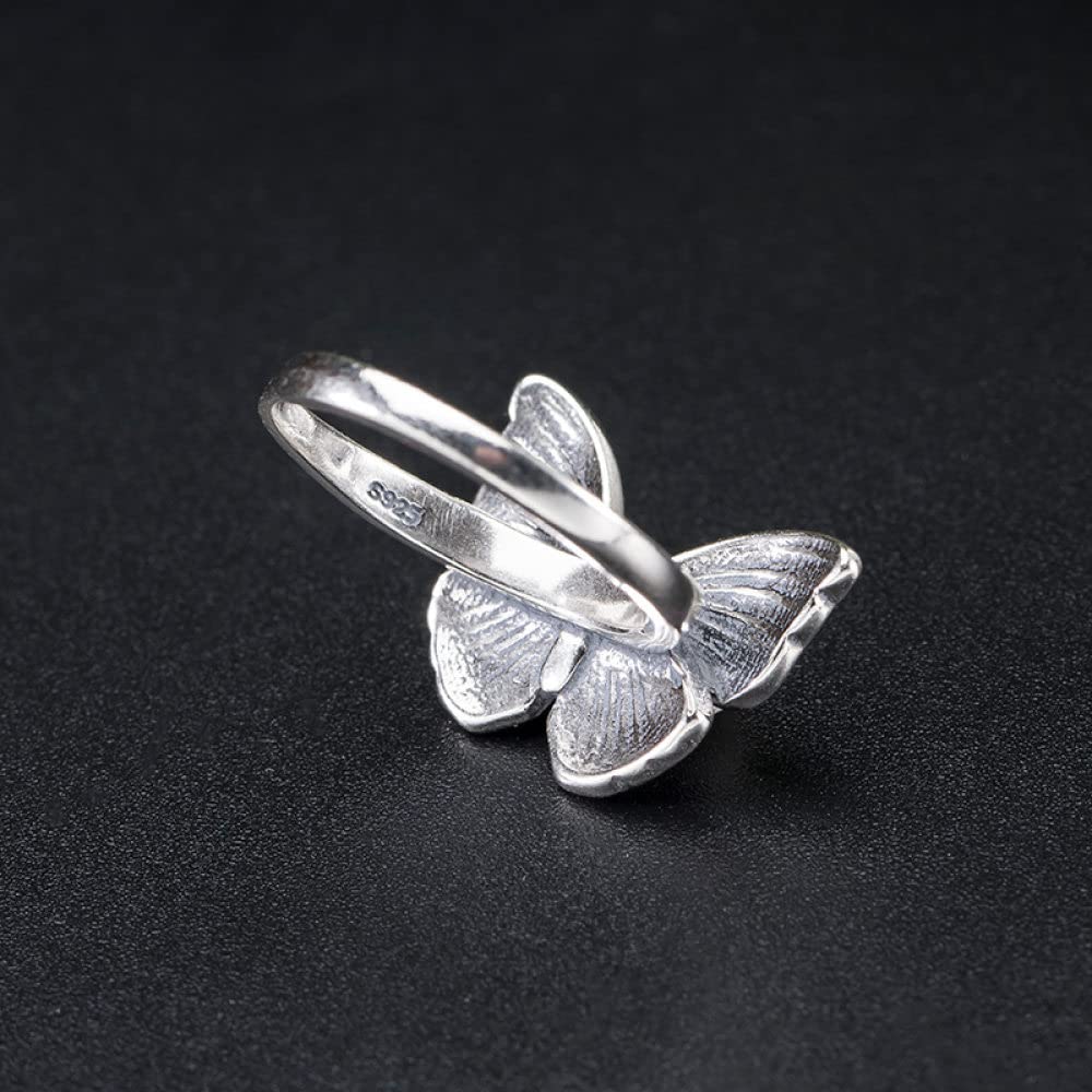HGJH Anello in Argento 925 da Donna,Anelli Regolabili per Donna Farfalla Anello in Argento Sterling 925 retrò FEDI Nuziali in Argento Vecchio Stile per Donna Anelli Eternity Anelli da Donna Regalo