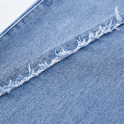 Kids Girls Elastic Waist Raw Side Wide Leg Baggy Denim Pants with Pockets Washed Straight Loose Fit Jeans4