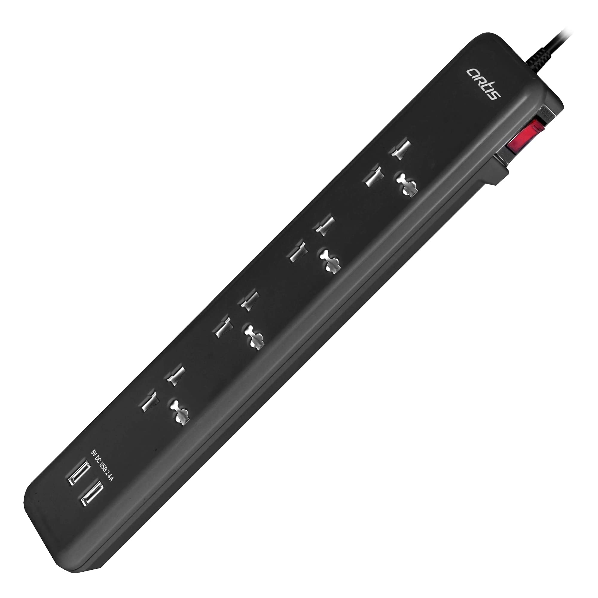 Artis AR-4SSU-CB 4 Universal Sockets & 2 USB with Single Switch Surge Protector Black-picture-14