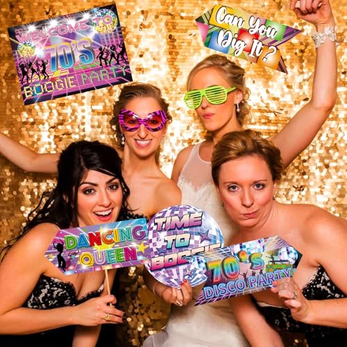 Image of 20 Pieces 70s Party Signs Disco Party Decorations Back to The 70s Directional Signs 1970s Theme Birthday Supplies for Door Wall Yard Photo Booth Props