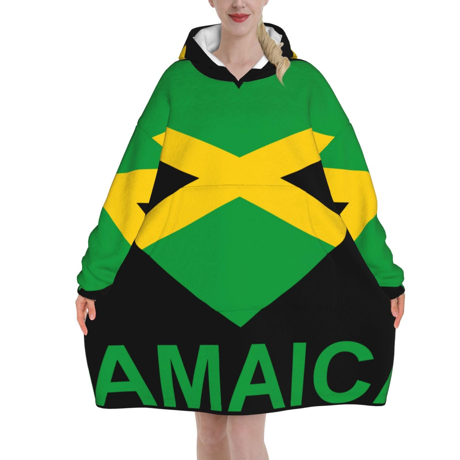 Peiyeety Unisex Love Jamaica Blanket Hoodies For Women And Men Adult Oversize Wearable Blanket Hoodies For Soft And Warm