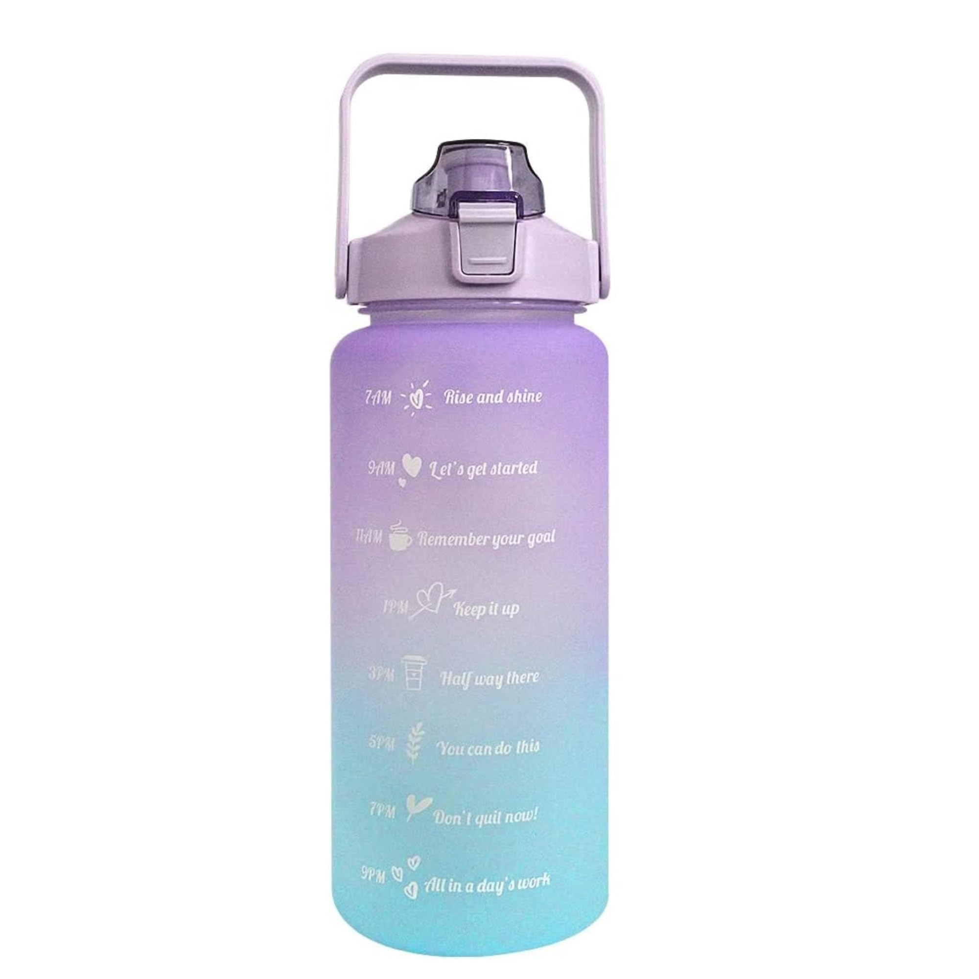 2 Litre Motivational Water Bottle - Tritan Plastic Water Bottle with Sipper for Gym and Office (Purple & Blue)-image-8