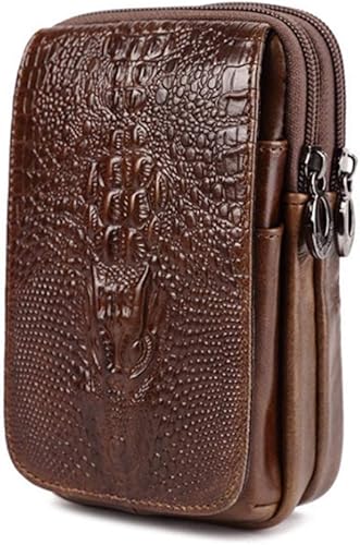 Bolsa inteligente de cuero genuino, soporte para célula, funda táctica, funda de transporte para cinturón, bolsillo para cintura de hombre para