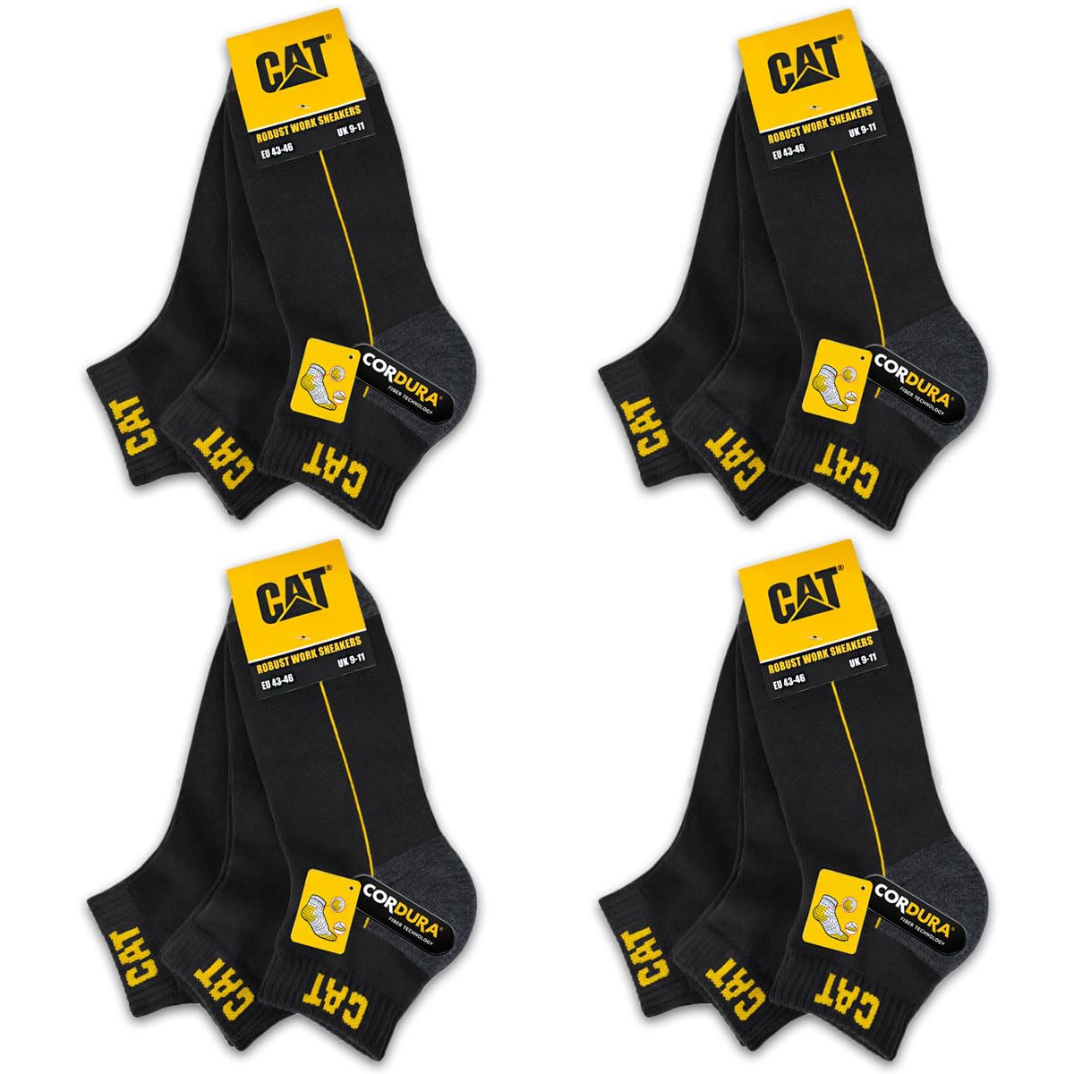 CAT Caterpillar ROBUST WORK SNEAKERS - Calzini da lavoro, in cordura rinforzati, suola in spugna ammortizzante, 39-46
