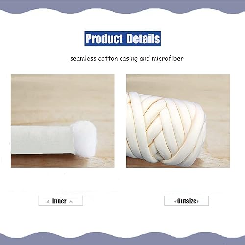 Miniatura 3 de Hilo para tejer con el brazo para manta de hilo grueso, hilo trenzado de lana de algodón, voluminoso para manta de punto a mano, tubo suave lavable,