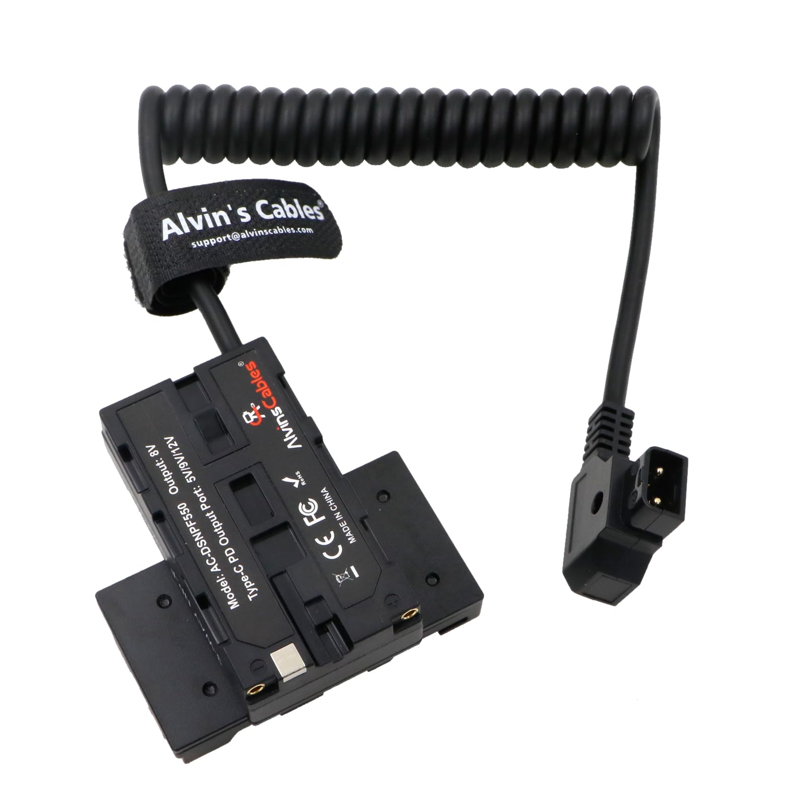 Alvin’s Cables D-Tap to Dual-Sided Cross-Shaped NP-F Dummy Battery with USB-C PD Power Cable for Atomos| SmallHD Monitor, Wireless Transmission,