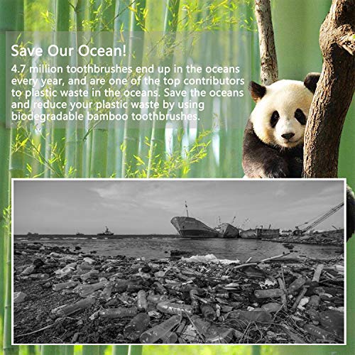 image for AxPower Bamboo Toothbrush Biodegradable Eco-Friendly Natural Wooden Co
