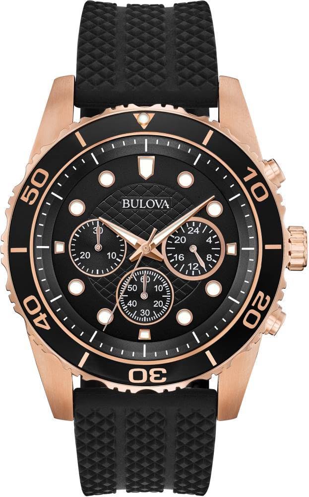 Bulova Herren Analog Quarz Uhr mit Gummi Armband 98A192
