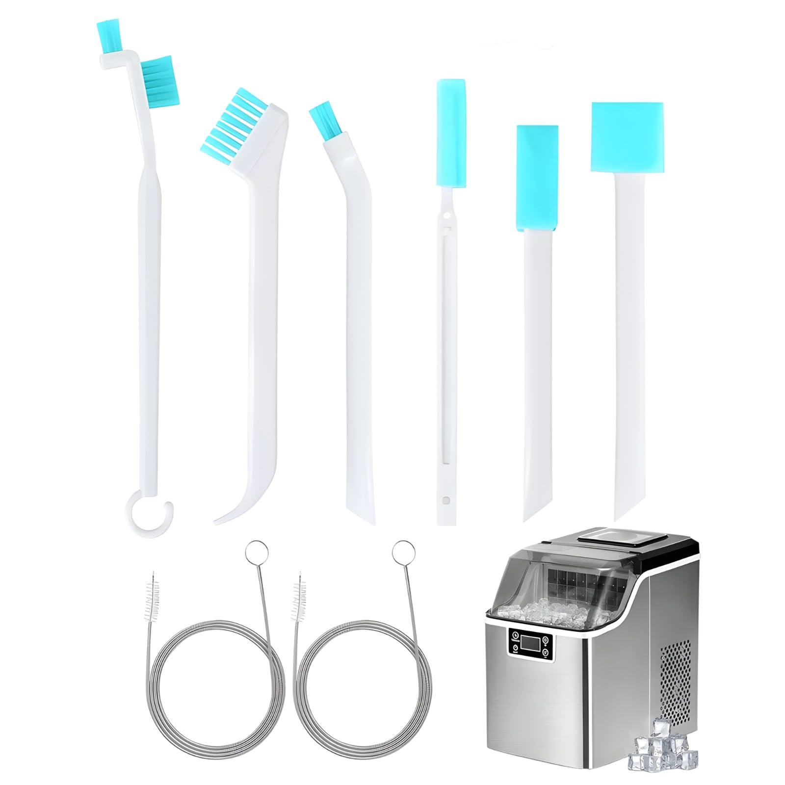 Ice Maker Cleaning Brush Set - 2Pcs Drain Pipe Brush & 8Pcs Crevice Cleaning Tools - Perfect for Ice Machine Cleaner, Essential Ice Maker Cleaning Kit.