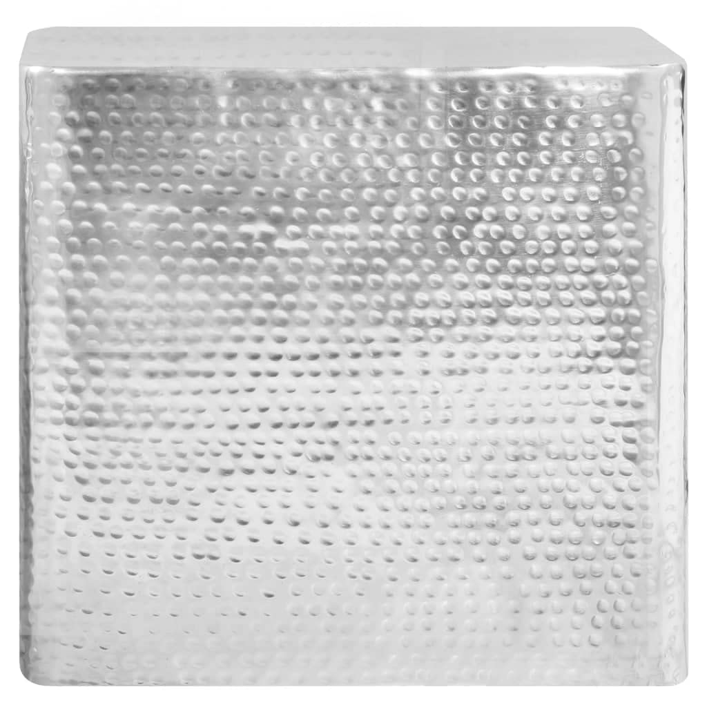 Stoliki kawowe do salonu, 2 sztuki, srebrne, aluminiowe | Zestaw 2 rozmiarów, 40 x 40 x 38 cm i 30 x 30 x 32 cm, wykończenie młotkiem, już zmontowany