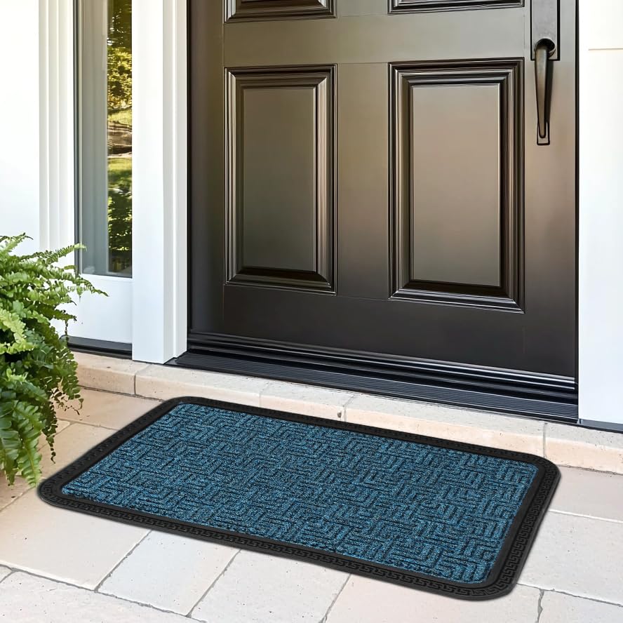 Encasa XO Polypropylene Main Door Entrance Mats (45x75 cm) | Blue | Welcome Mat with Rubber Border | Anti Slip Rubber Backing | Footmat Ideal for Home, Outdoor, Balcony, Offices, Shops | Pack of 1-image-7