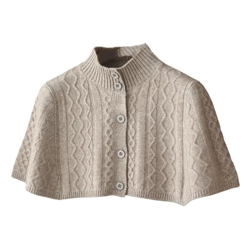 Mujer Cálido Hombro Chal Cabo Corto Lana Punto Mantón Poncho Cable Punto Cárdigan Botón Frontal Abierto Hombro Protector Cuello Invierno Hombro Cálido Cubierta Envoltura(marrón)