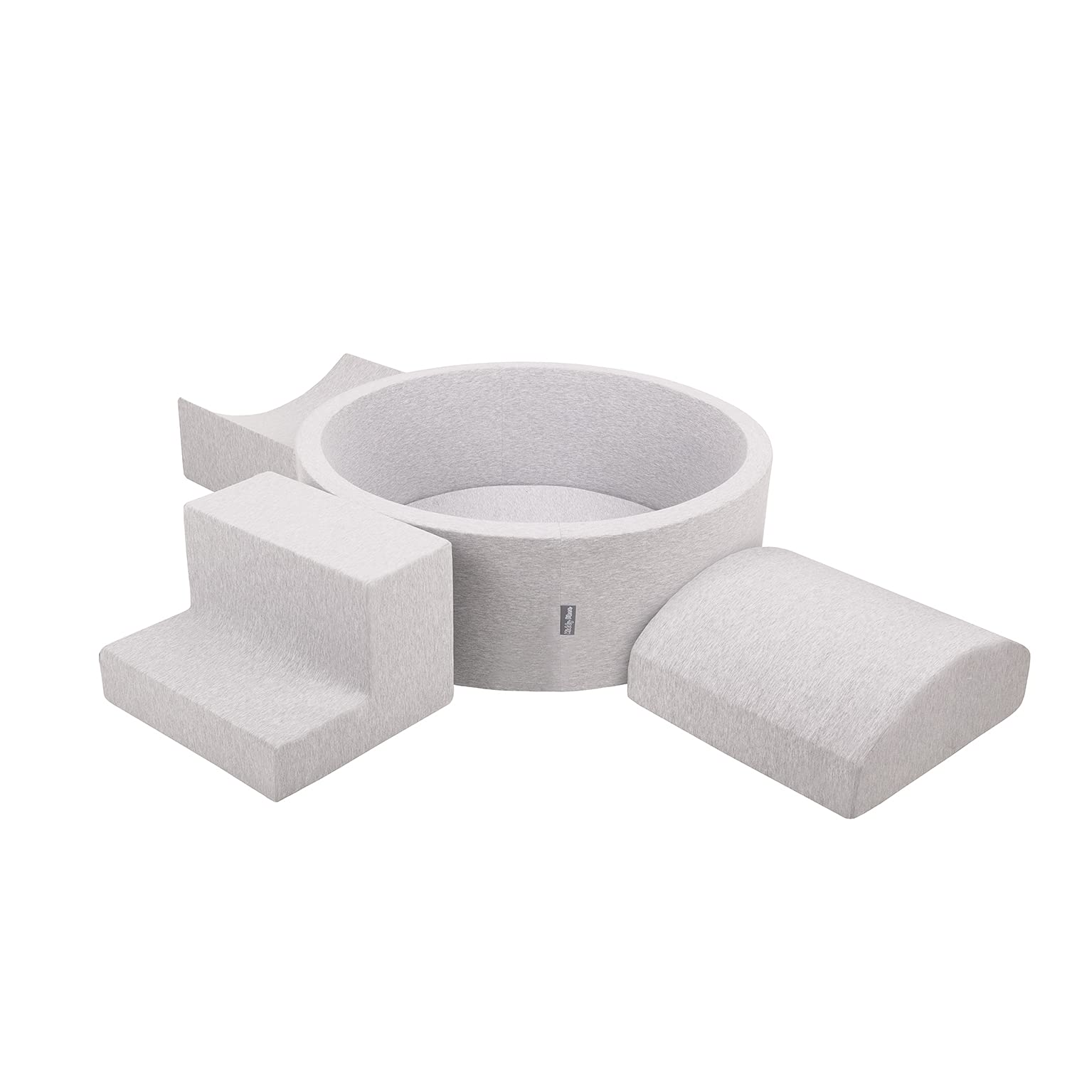 KiddyMoon Area di Gioco in Schiuma con Tondo Piscina di Palline (200 Palline) per Bambini, Grigioch:Perla/Grigio/Trasparente/Rosa Chiaro