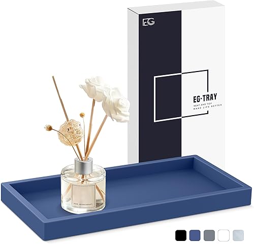 Miniatura 9 de EGWON - Bandeja de tocador de baño, bandeja dispensadora de jabón de silicona original, bandeja de inodoro inastillable para tocador, bandeja de