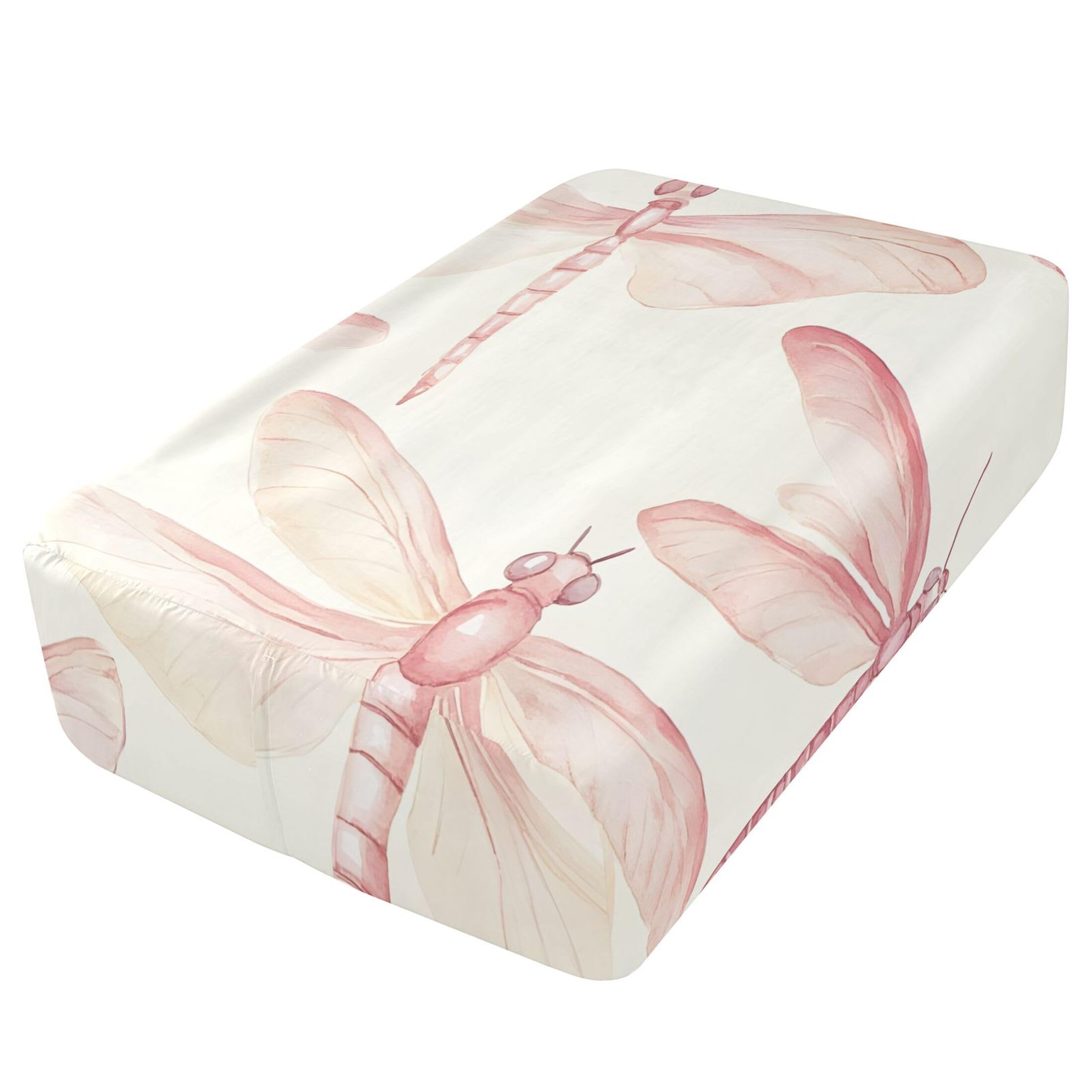 Sábana bajera tamaño individual con diseño de libélulas de acuarela para colchón de aire, bolsillo extra profundo de 24 pulgadas, funda suave y transpirable con apertura de válvula de