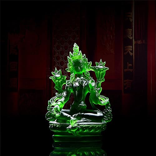 Miniatura 4 de 5.0 in Nueva mano pequeña verde Tara verde resina bolsillo budista tibetano estatua cajas