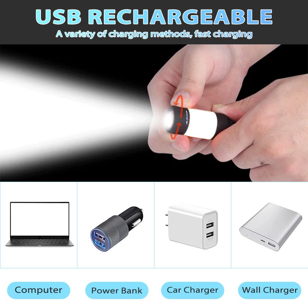 Confezione da 8 mini torce a LED ricaricabili tramite USB