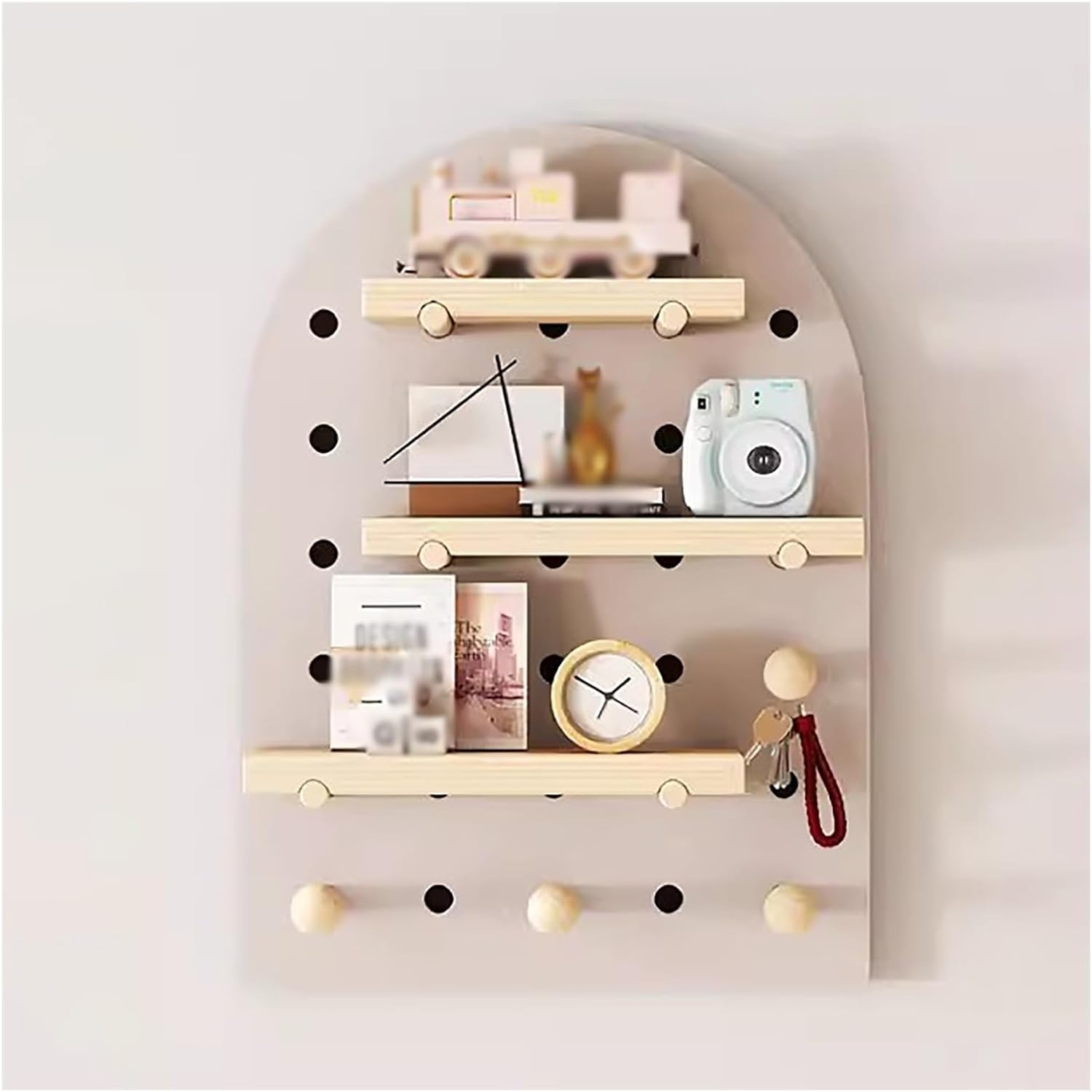 Pegboard Wall Storage Shelf,Pegboard Shelves Wooden Pegboard,Pegboard Panel Kit,Pegboard Wall Organizer, Storage and Display Panels for Wall Organiser Crafts(Color:Coffee Color,Size:40x60cm)