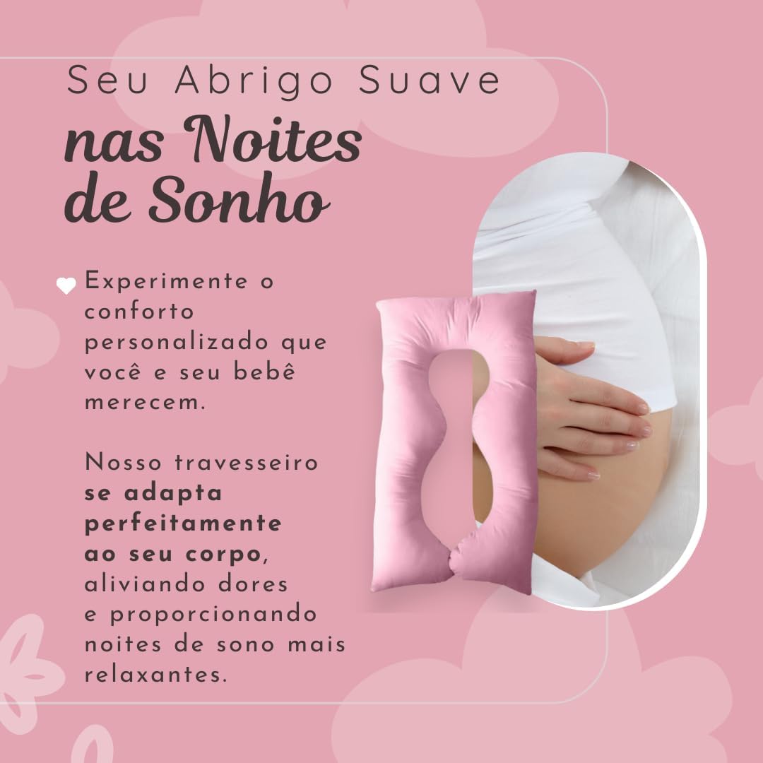 Travesseiro de Corpo Para Gestantes Com Capa 200 fios Micro Percal Enchimento Fibra 100% Silicone (Rosa) Travesseiro de Corpo Para Gestantes Com Capa 200 fios Micro Percal Enchimento Fibra 100% Silicone (Rosa)