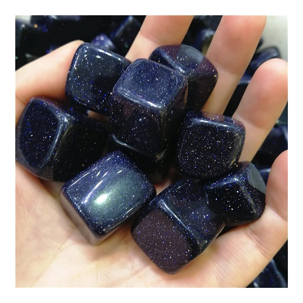 WGPHD Health & Household Blue Gold Sand Stone Cube Polished Gravel Specimen Crystal ore and Minerals Happy Fish Tank Stone Flashy (Size : 1pc)