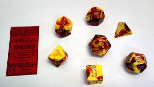 Chessex CHX26450 Juego de dados Géminis rojo-amarilloplateado, talla única, multicolor