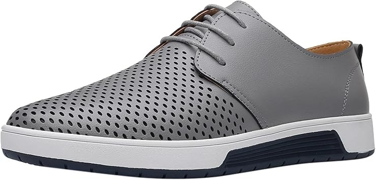 ZHOUYF Fashion Casual Leather Shoes Modern Classic Business Wedding Formal Shoes Lace-up Pointed Toe Outdoor Driving Shoes Hollow Breathable Oxford Shoes Mens Dress Shoes